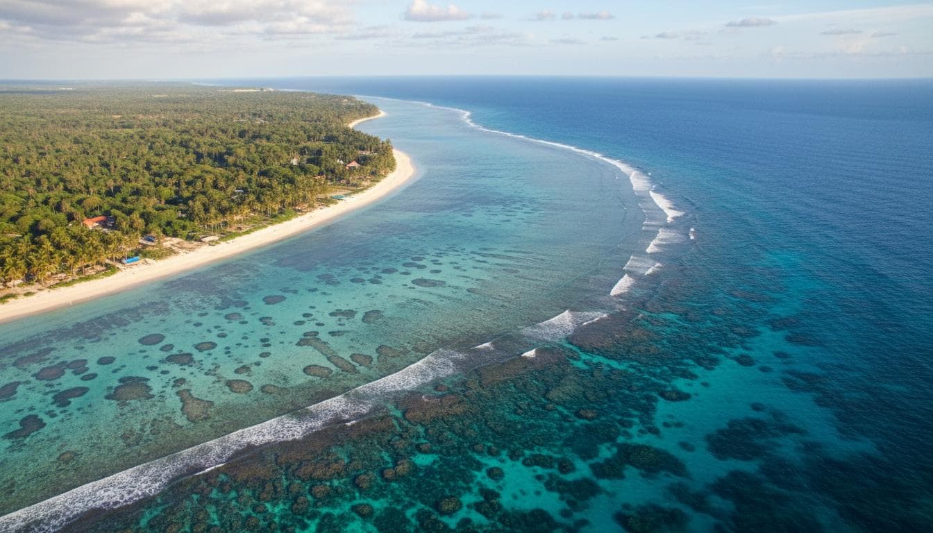 Aerial view of Kenya's Indian Ocean coastline